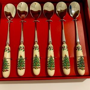 Set of six Spode dessert tea spoons NIB as shown